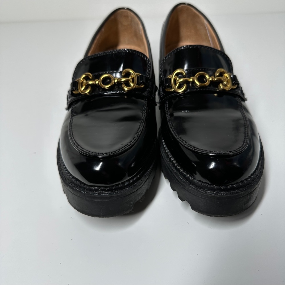 Sam Edelman Women's Deana Black Patent Leather Lug Sole Loafers Size 8 - Picture 4 of 10